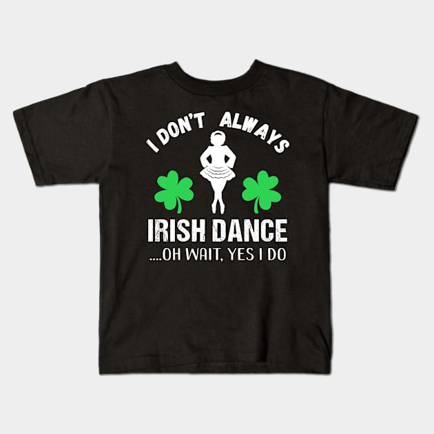 Irish Dance Girl in Shamrock Leaves St Patrick's Day Kids T-Shirt by Teeziner